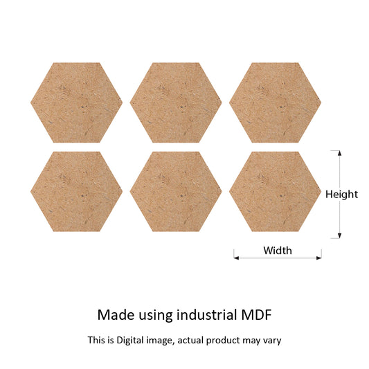 Plain Hexagon Coasters MDF Base - 6 Inch (Set of 6)