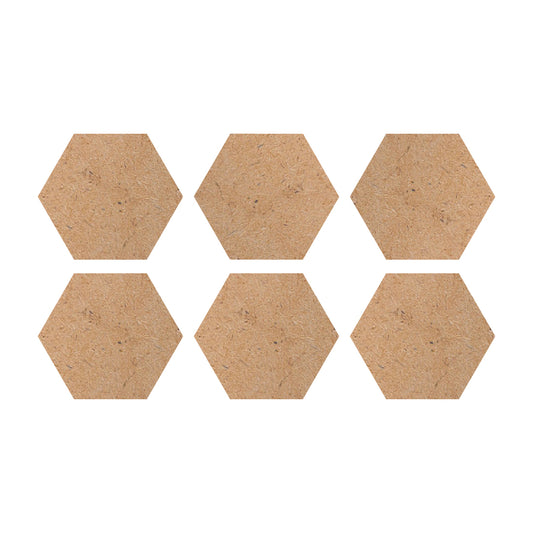 Plain Hexagon Coasters MDF Base - 6 Inch (Set of 6)