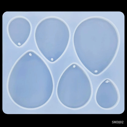 Keychain and Pendant 6 Cavity Drop 10.8 x 9cm 6mm DEPTH Silicon Mould