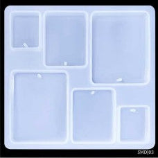 Keychain and Pendant 6 Cavity Rectangle 10.8×10.2cm 6mm Depth Silicon Mould